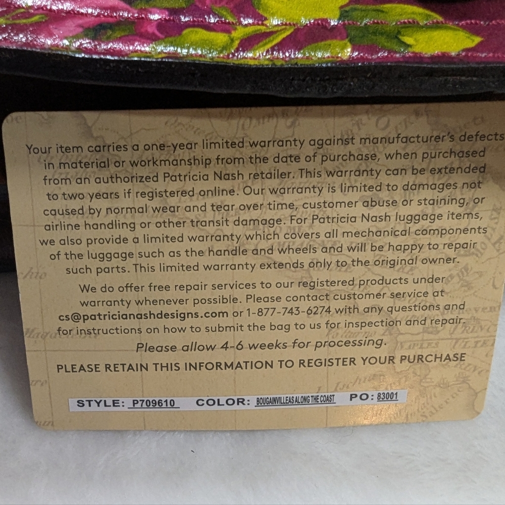 Patricia Nash Bougainvilleas Along The Coast Floral Leather Crossbody Bag - Picture 13 of 16